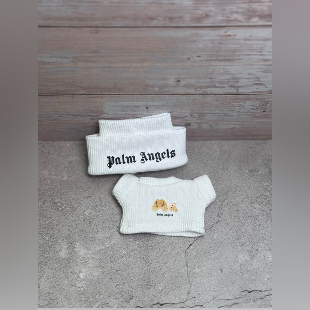 Palm Angels White Baby Sweater with Bear Design